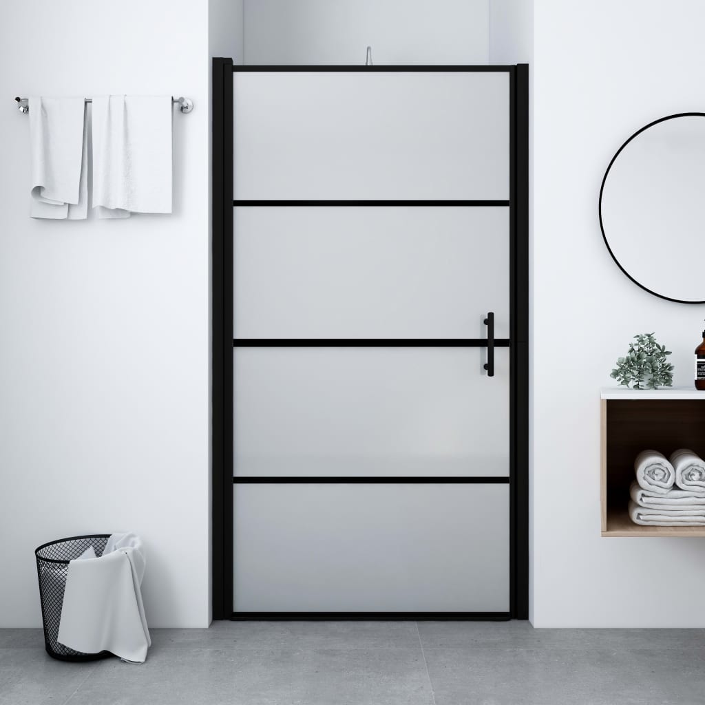foto del prodotto porta per doccia in vetro temperato smerigliato 91x195 cm nero cod mxl 51404