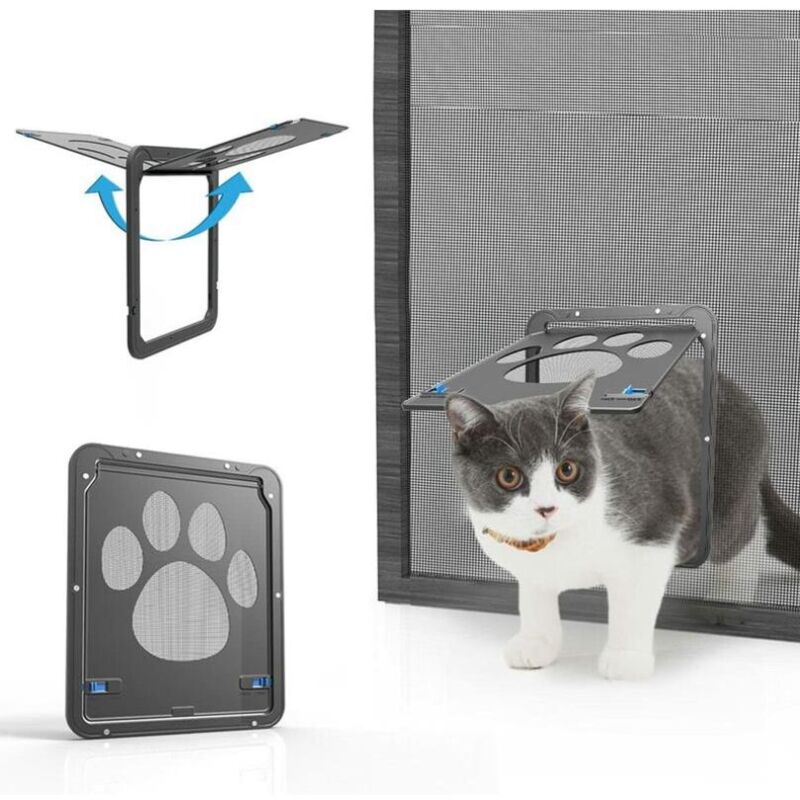 foto del prodotto porta per gatti con zanzariera per cani porta per gatti porta con serratura facile da installare per animali domestici 29 cm x 24 cm 