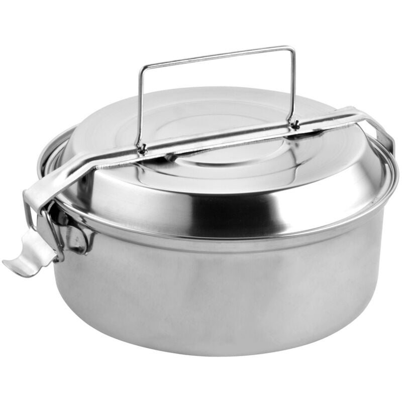 foto del prodotto porta pranzo in metallo de acciaio inox con 2 piatti 18 cm. porta pranzo, porta pranzo in metallo, porta cibo in metallo,