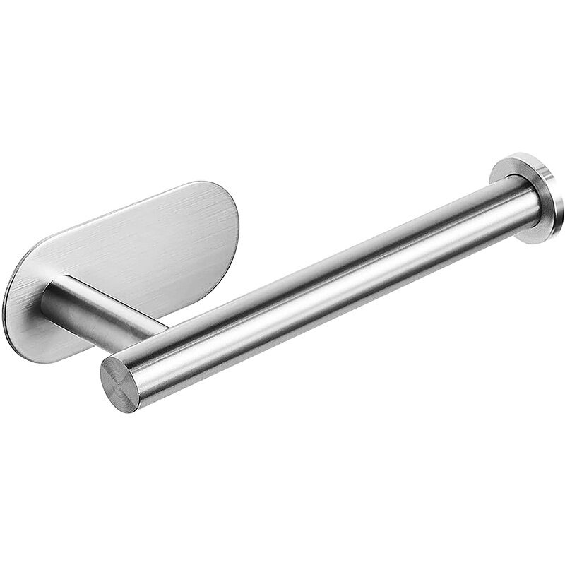 foto del prodotto porta rotolo carta igienica autoadesivo, porta rotolo carta igienica in acciaio inox, porta rotolo carta igienica da bagno e da cucina, adesivo 3m