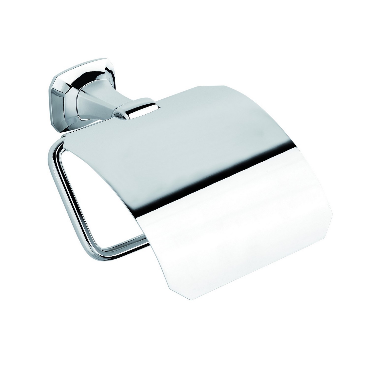 foto del prodotto porta rotolo chiuso da parete cromo in ottone cromato mod. aida