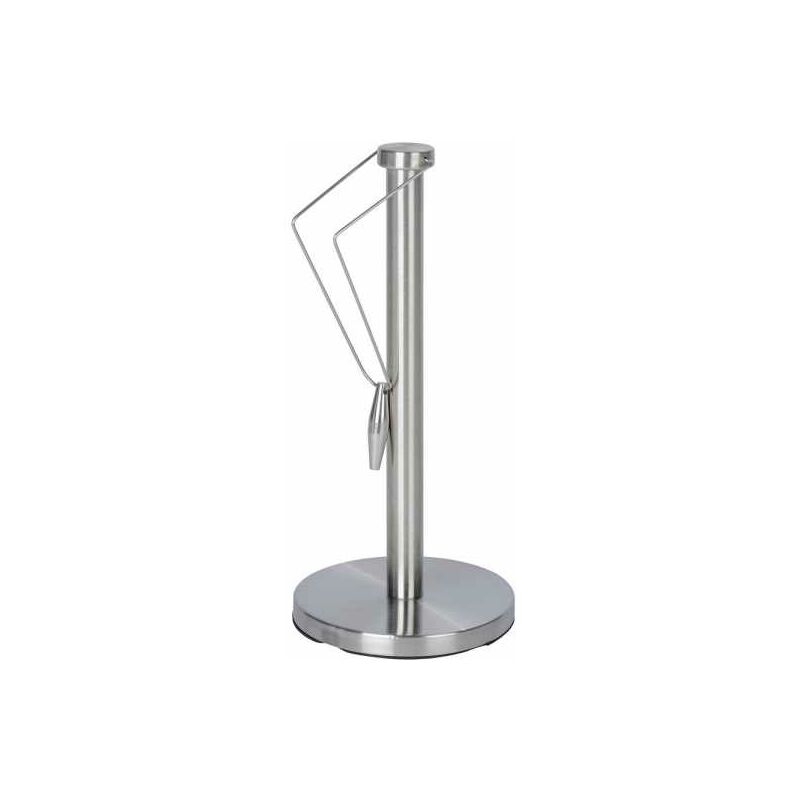 foto del prodotto porta rotolo da cucina preston, porta rotolo verticale con barra di sostegno, acciaio inox, 15x33 cm, argento opaco wenko
