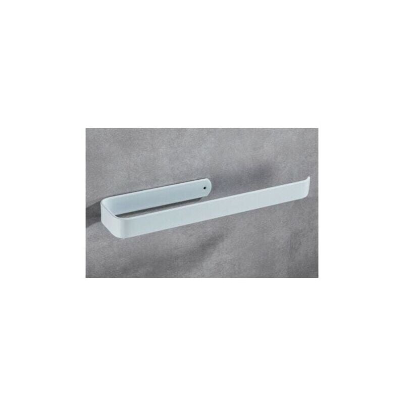 foto del prodotto porta rotolo di carta da parete autoadesivo o forabile bianco da 33 cm, supporto in alluminio spaziale per cucina, bagno, mobili, verticale o