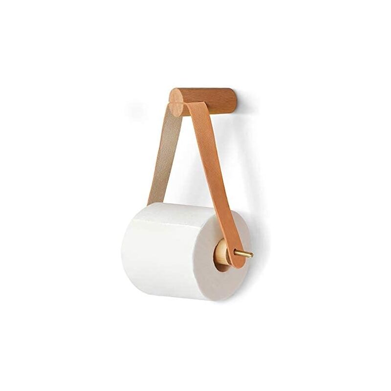 foto del prodotto porta rotolo di carta igienica da parete in legno da 2 pezzi, adatto per la decorazione del bagno