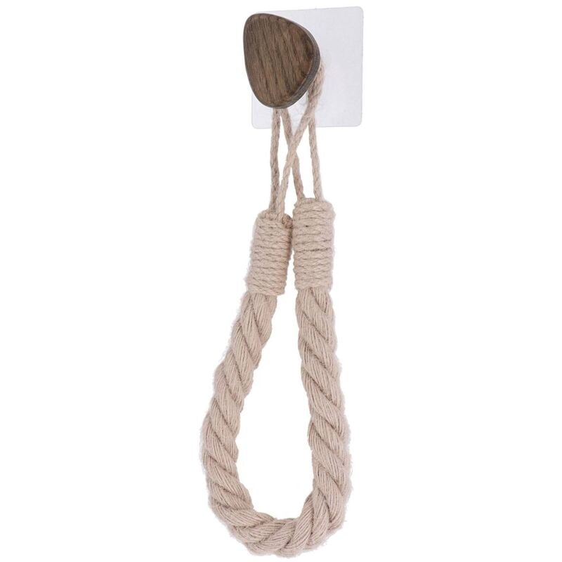 foto del prodotto porta rotolo di carta igienica o porta asciugamani in corda legno su adesivo beige tendance