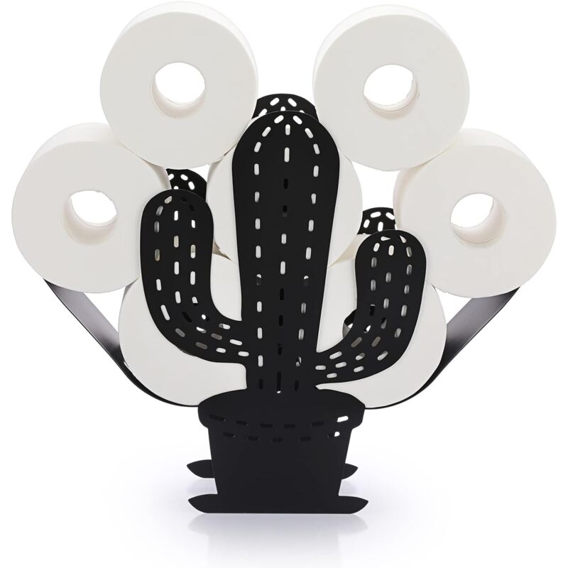 foto del prodotto porta rotolo di carta igienica ymyny porta rotolo di carta igienica in metallo a forma di cactus, per il bagno nero 