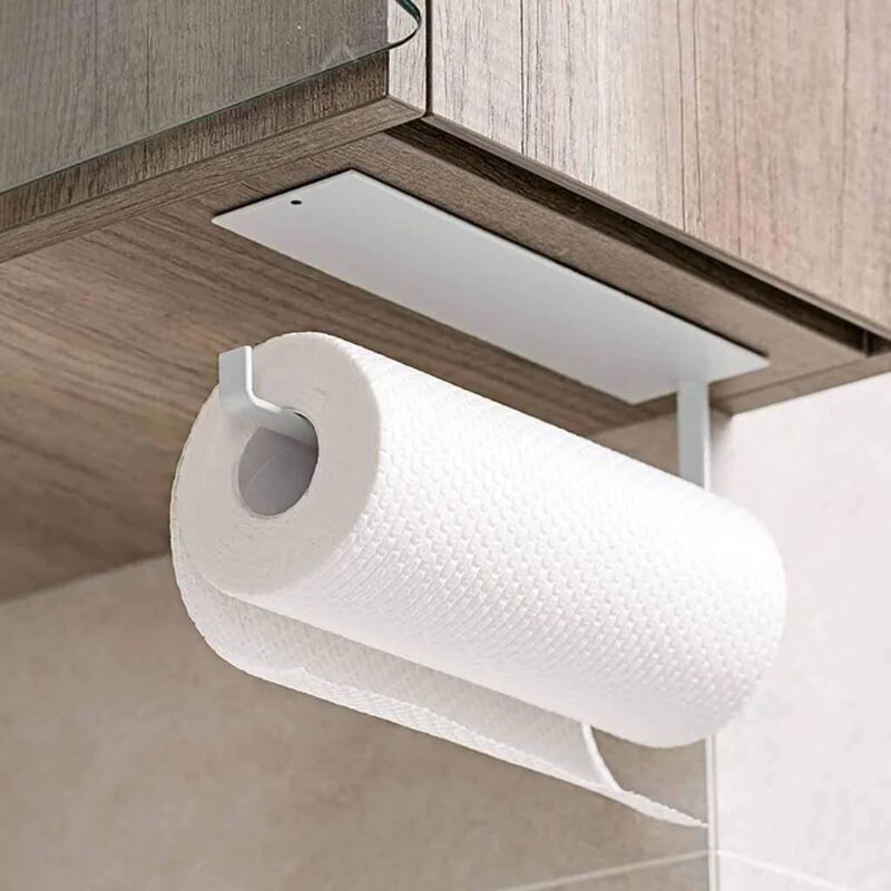 foto del prodotto porta rotolo senza perforazione, porta asciugamani di carta per montaggio a parete, porta rotolo in alluminio, distributore di asciugamani di carta,