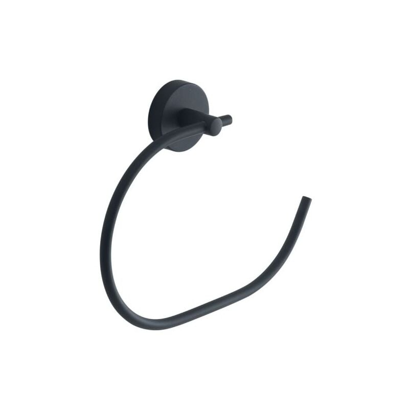 foto del prodotto porta salviette da parete ad anello in acciaio inox nero opaco modello eros dim. cm lxpxh 20,5x4,2x16,7 nero opaco gedy