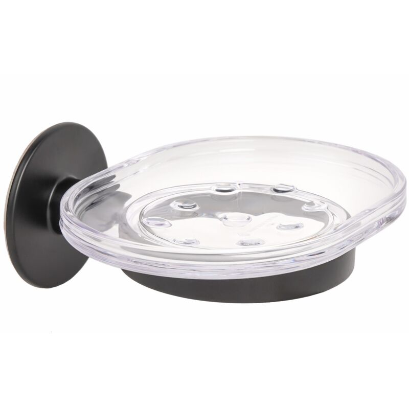 foto del prodotto porta sapone a muro in acciaio nero opaco bagno mod. wind black