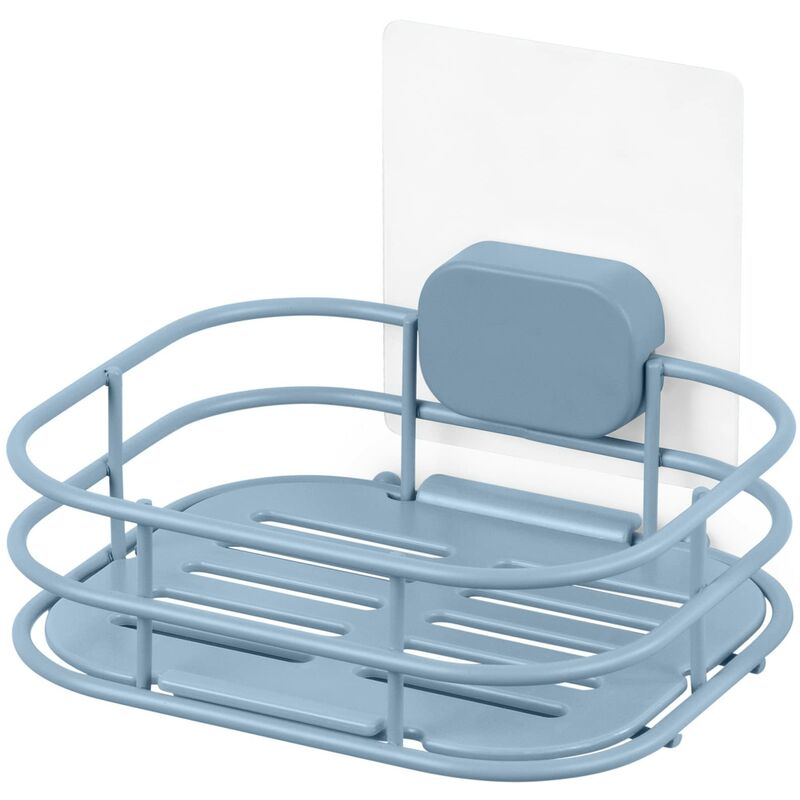 foto del prodotto porta sapone autoadesivo grena, blu, 14x12.5x10 cm compactor