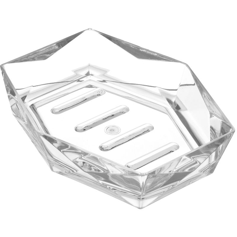 foto del prodotto porta sapone bianco trasparente in plastica abs diamante