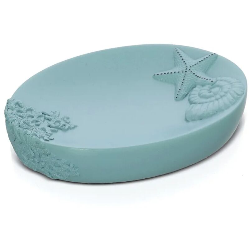 foto del prodotto porta sapone da appoggio in resina colore acquamarina coral