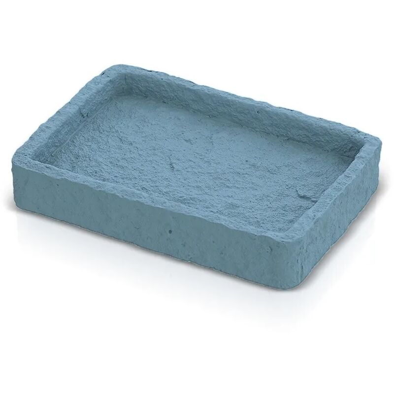 foto del prodotto porta sapone da appoggio turchese cobalto in resina effetto pietra
