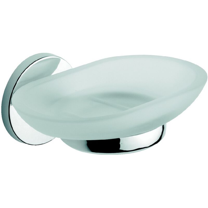 foto del prodotto porta sapone da parete cromo in acciaio cromato e vetro mod. one cromo metaform