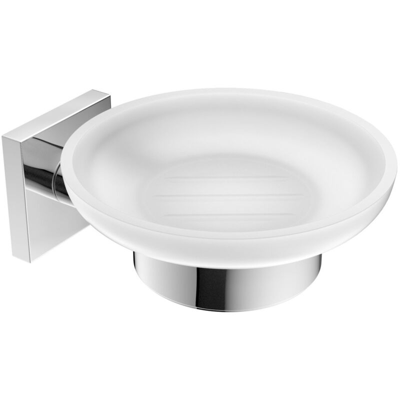 foto del prodotto porta sapone da parete cromo in ottone cromato e vetro mod. suite metaform
