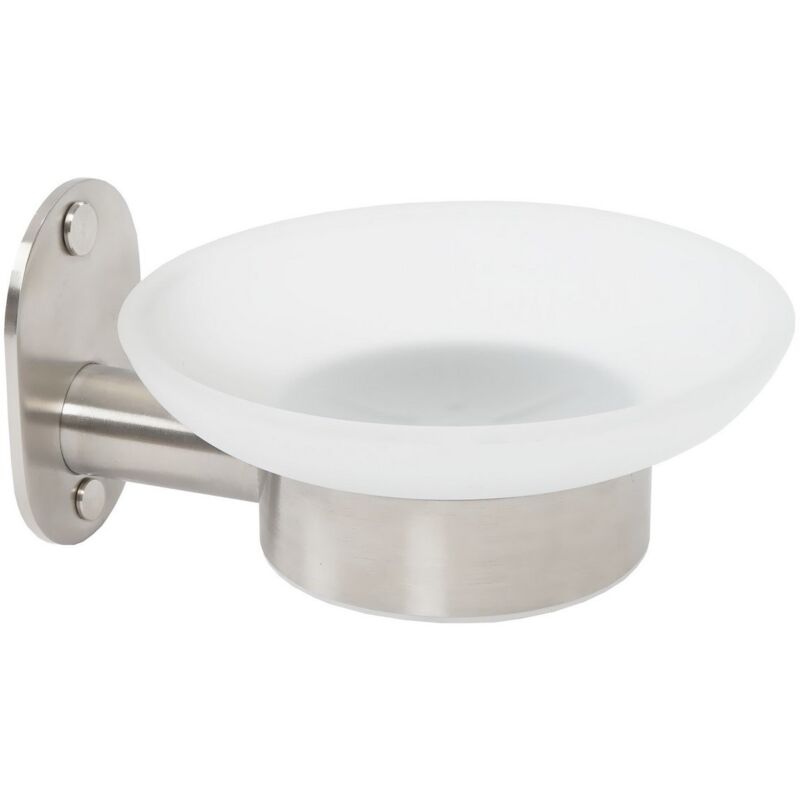 foto del prodotto porta sapone da parete spazzolato in acciaio inox e vetro mod. blizz metaform