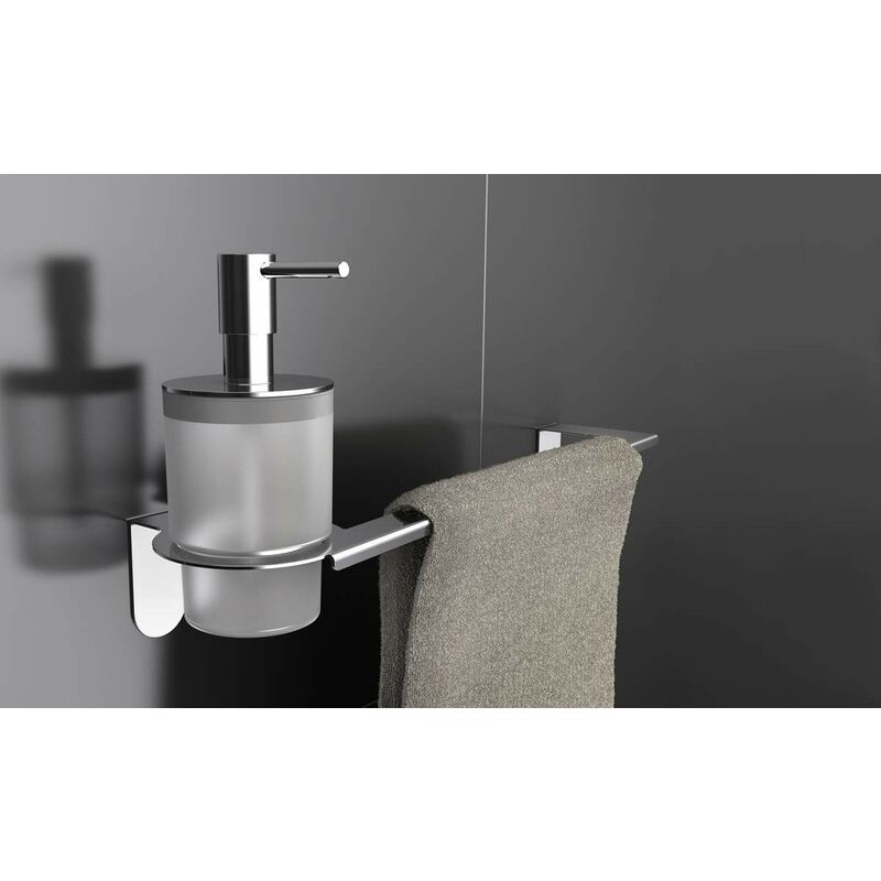 foto del prodotto porta sapone salviette con dosatore di sapone liquido fissaggio a viti capannoli easy ye122 vs53v fissaggio a viti acciaio lucido cromo