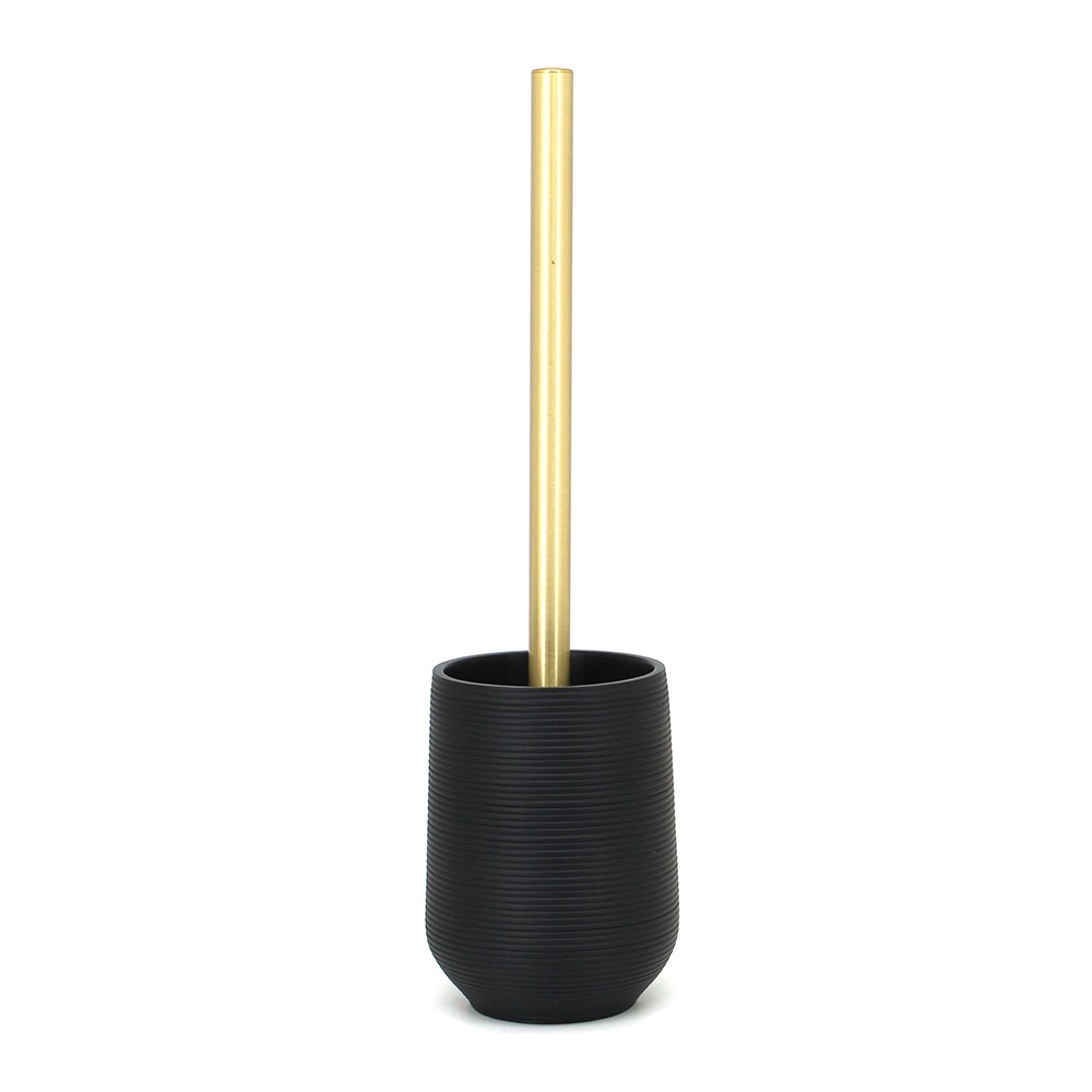 foto del prodotto porta scopino d 39 appoggio nero e oro in poliresina serie elegant