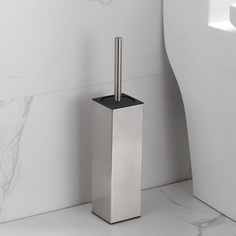 foto del prodotto porta scopino da appoggio, nichel spazzolato, acciaio inox 304. porta scopino e porta scopino per il bagno salvaspazio, robusto e per una pulizia