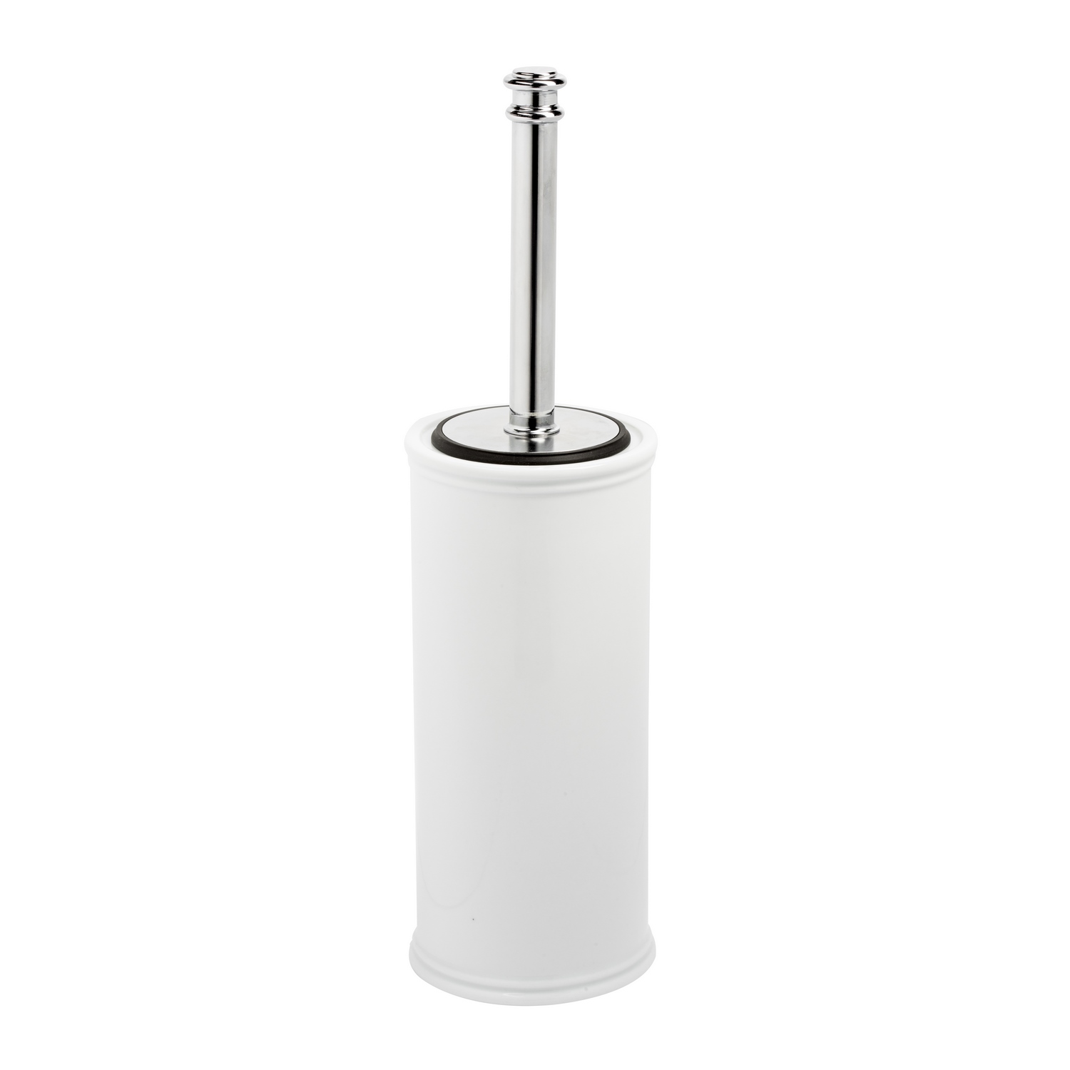 foto del prodotto porta scopino da terra bianco cromo in ottone cromato e porcellana mod. impero