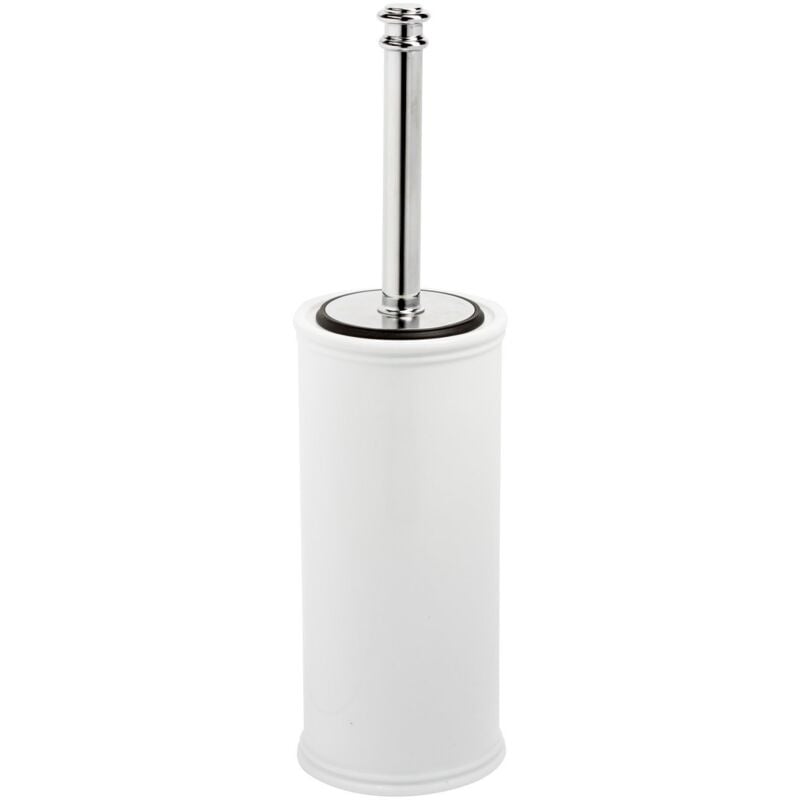 foto del prodotto porta scopino da terra bianco cromo in ottone cromato e porcellana mod. impero metaform