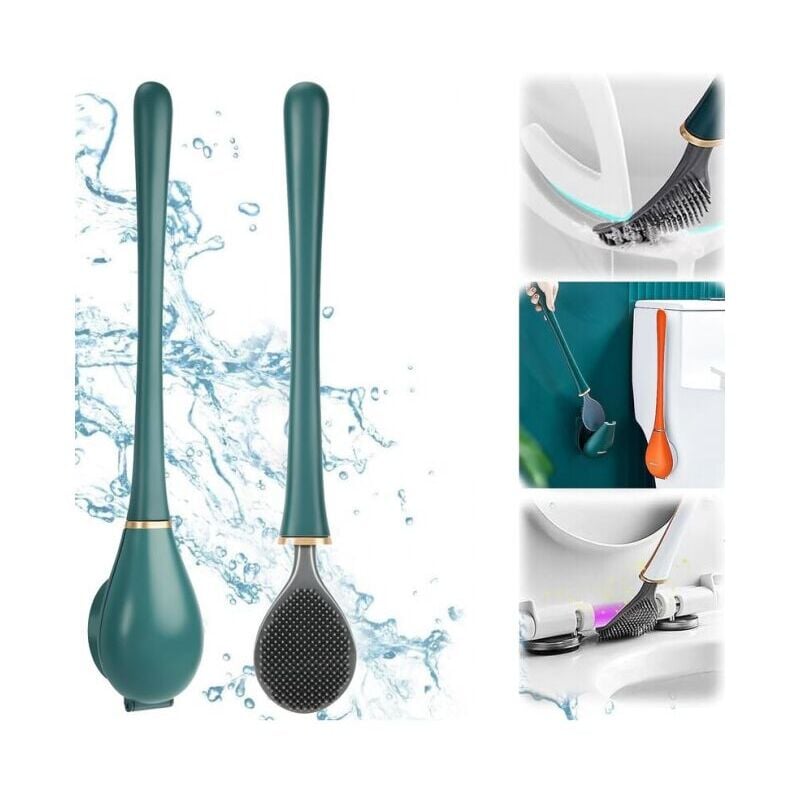 foto del prodotto porta scopino per wc in silicone, scopino per wc a parete, scopino per wc in silicone flessibile, scopino per wc da bagno con supporto ad asciugatura