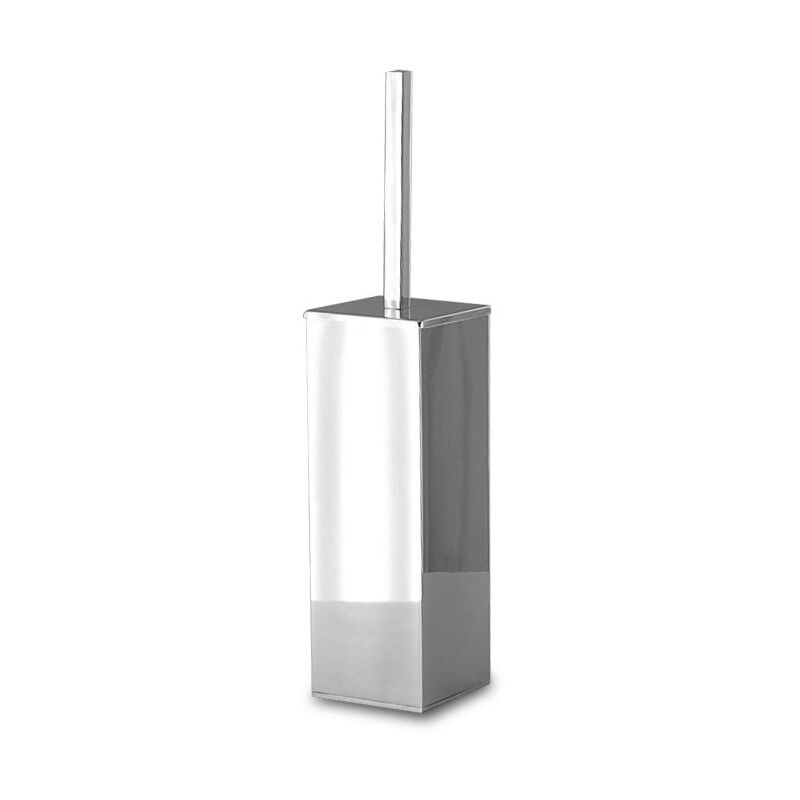 foto del prodotto porta scopino wc antibatterico da bagno quadrato a parete in ottone cromato