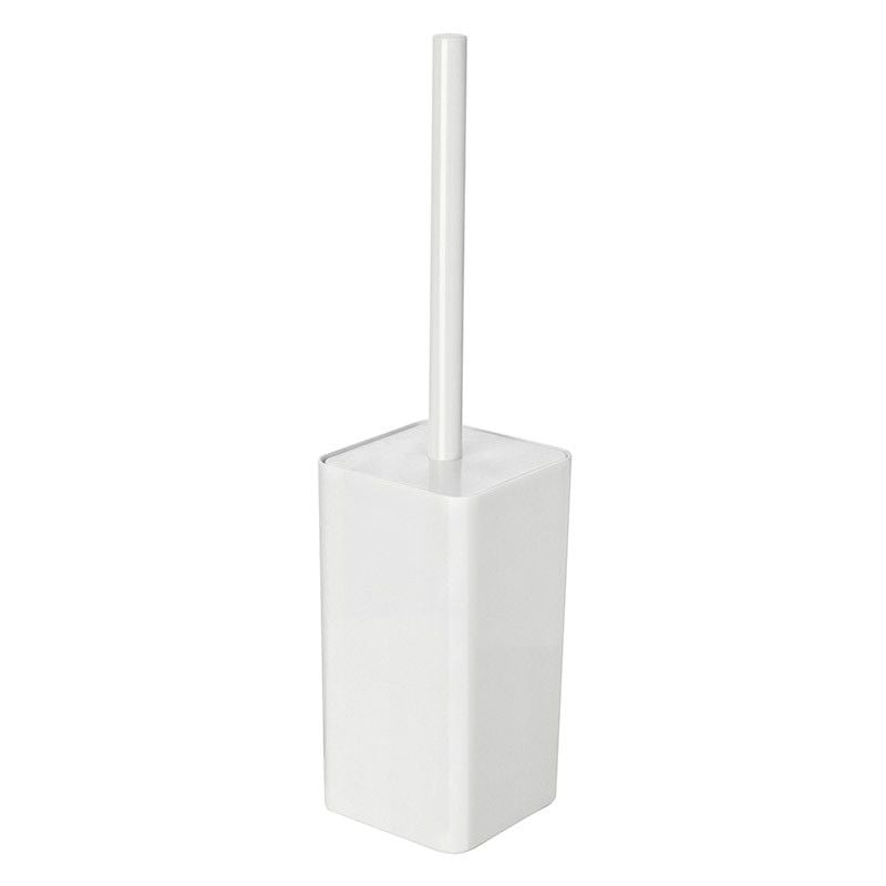 foto del prodotto porta scopino wc bianco completo di scopino con setole morbide star
