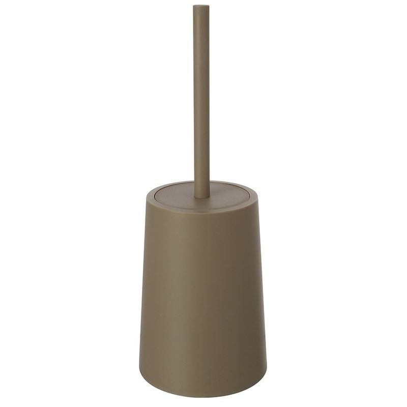 foto del prodotto porta scopino wc da appoggio in plastica tortora dal design tondo