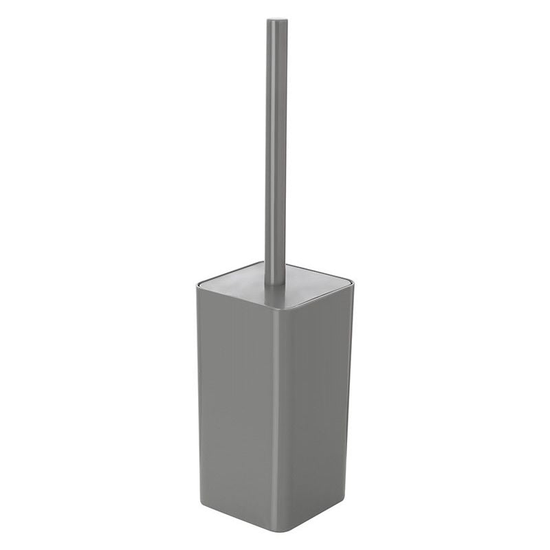 foto del prodotto porta scopino wc grigio completo di scopino con setole morbide star