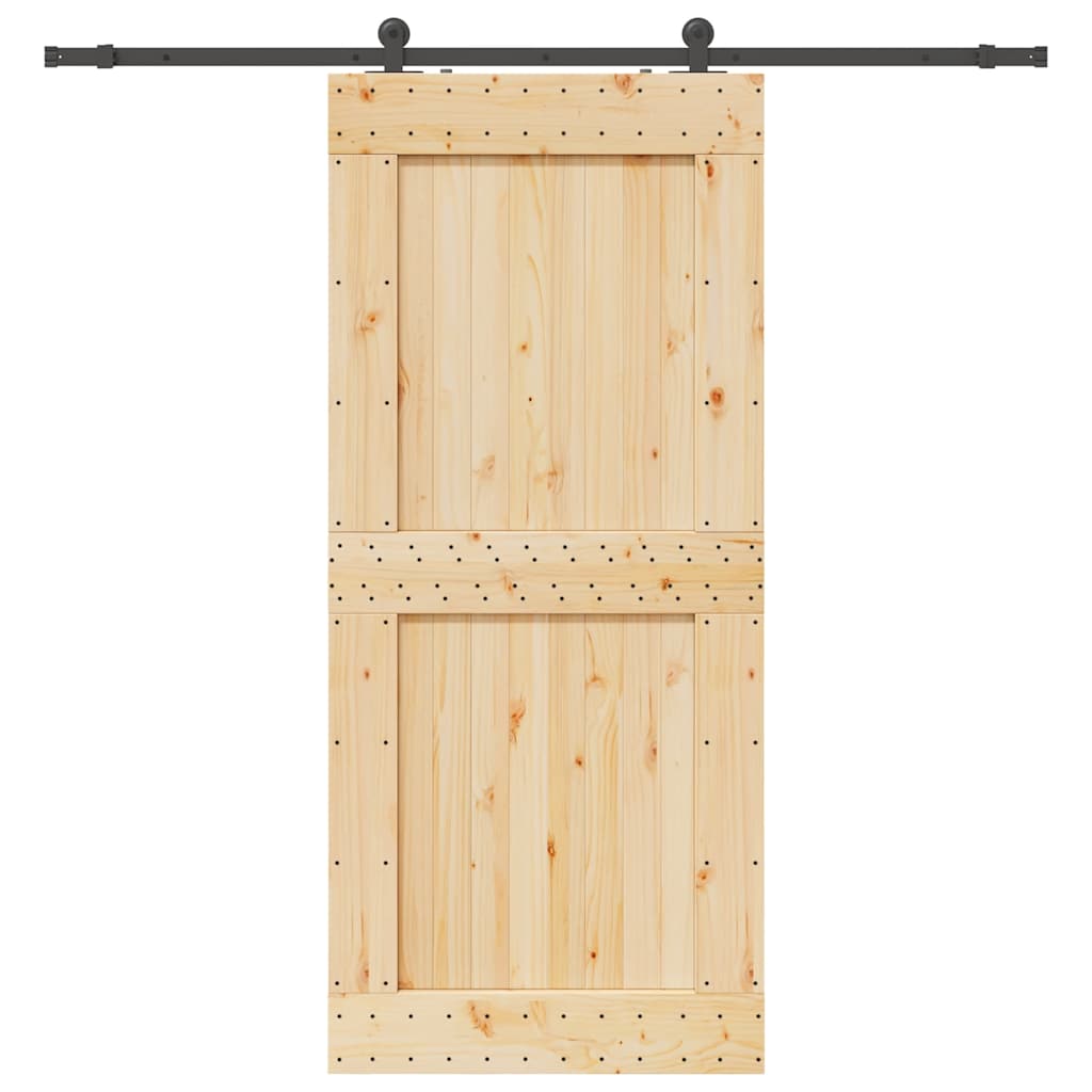 foto del prodotto porta scorrevole con set hardware 100x210cm legno massello pino