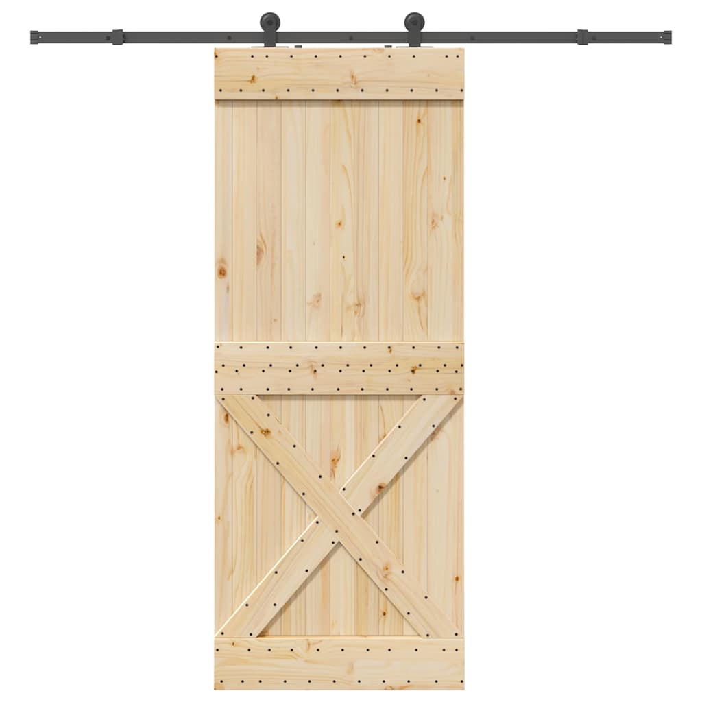 foto del prodotto porta scorrevole con set hardware 90x210 cm legno massello pino