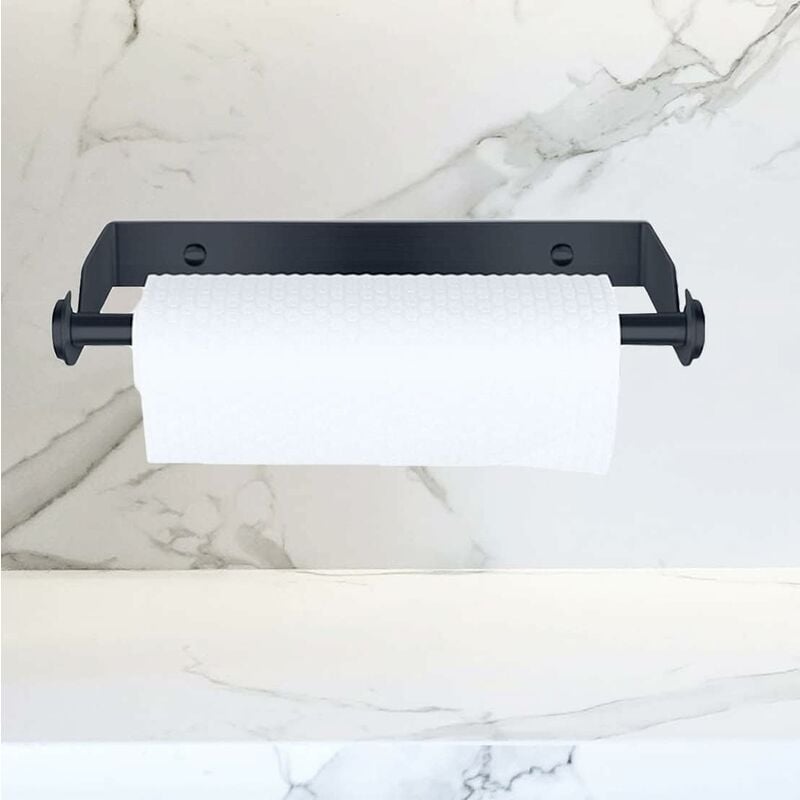 foto del prodotto porta scottex montaggio a parete, portarotolo sotto l armadio, acciaio inossidabile, foratura libera autoadesiva, per riporre carta igienica e