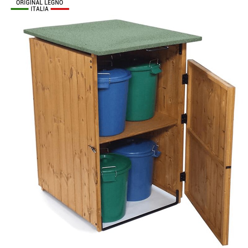 foto del prodotto porta secchi per differenziata in legno box copribidoni made in italy l74 x p86 x 116h