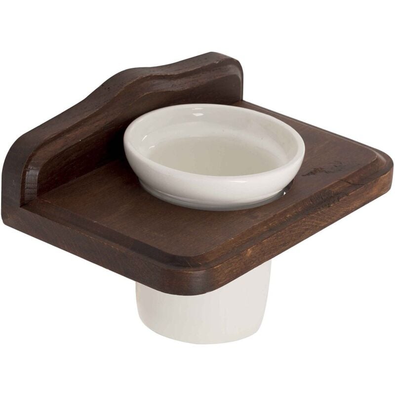foto del prodotto porta spazzolini accessori bagno arte povera in legno e ceramica mod. mathilde