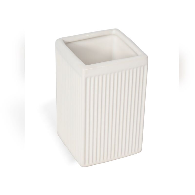 foto del prodotto porta spazzolini da appoggio bianco bicchiere mod. zoe