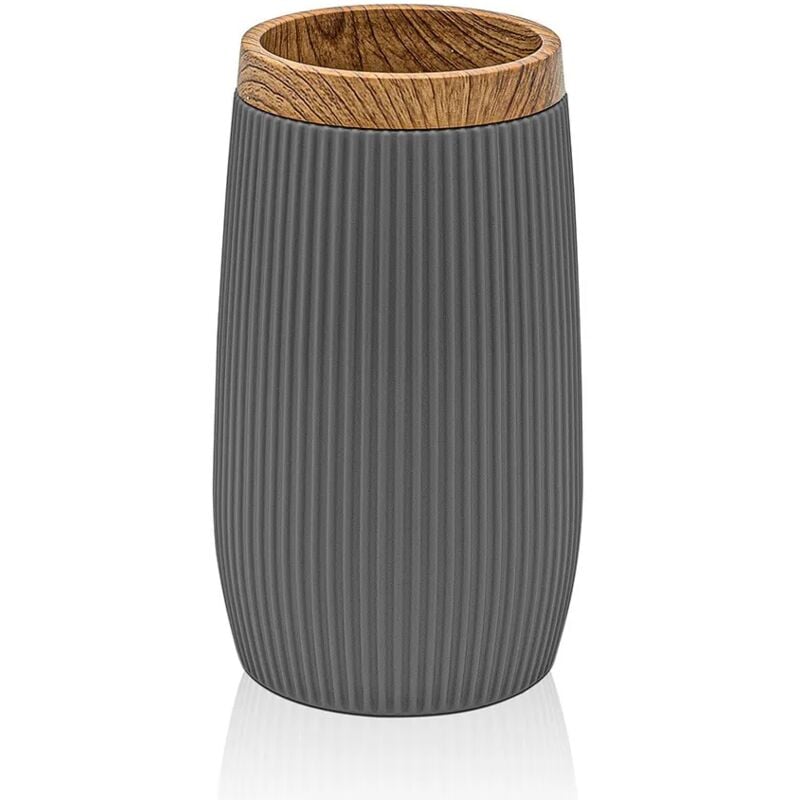 foto del prodotto porta spazzolini da denti grigio dettagli effetto legno blob