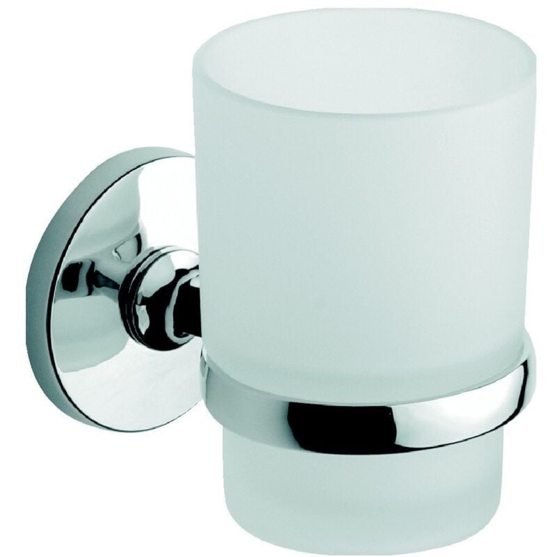 foto del prodotto porta spazzolini da parete cromo in acciaio cromato e vetro mod. one cromo metaform