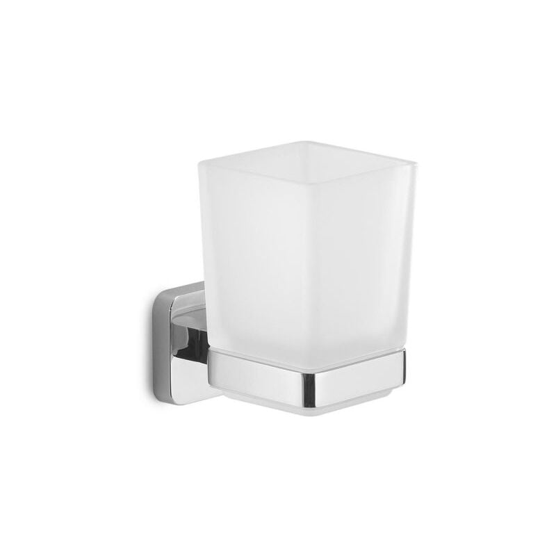 foto del prodotto porta spazzolini da parete in acciaio inox cromato modello tonga dim. cm lxpxh 6,4x9,7x10,5 cromato gedy