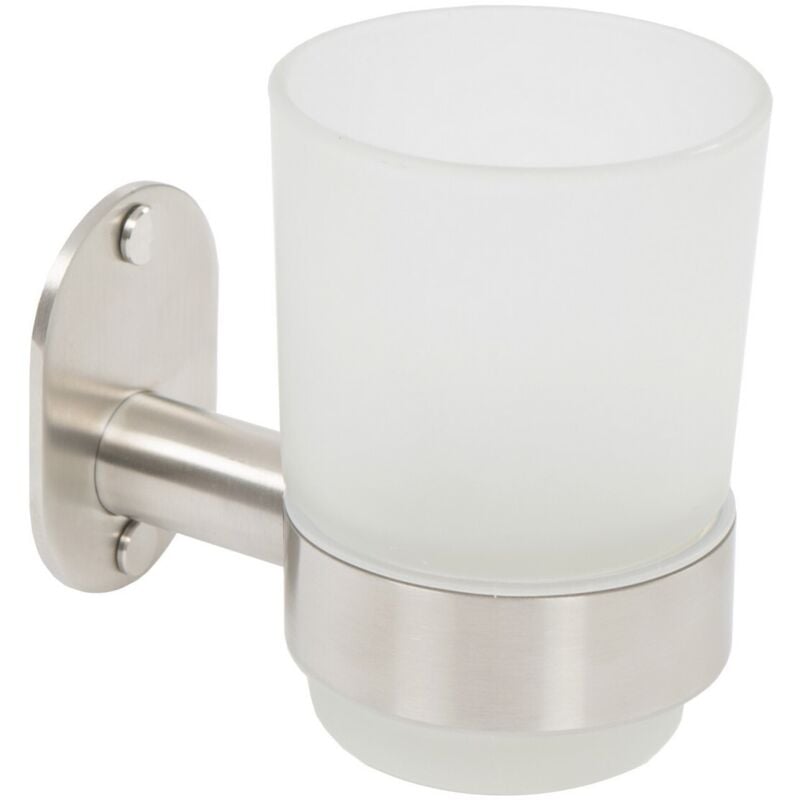 foto del prodotto porta spazzolini da parete spazzolato in acciaio inox e vetro mod. blizz metaform