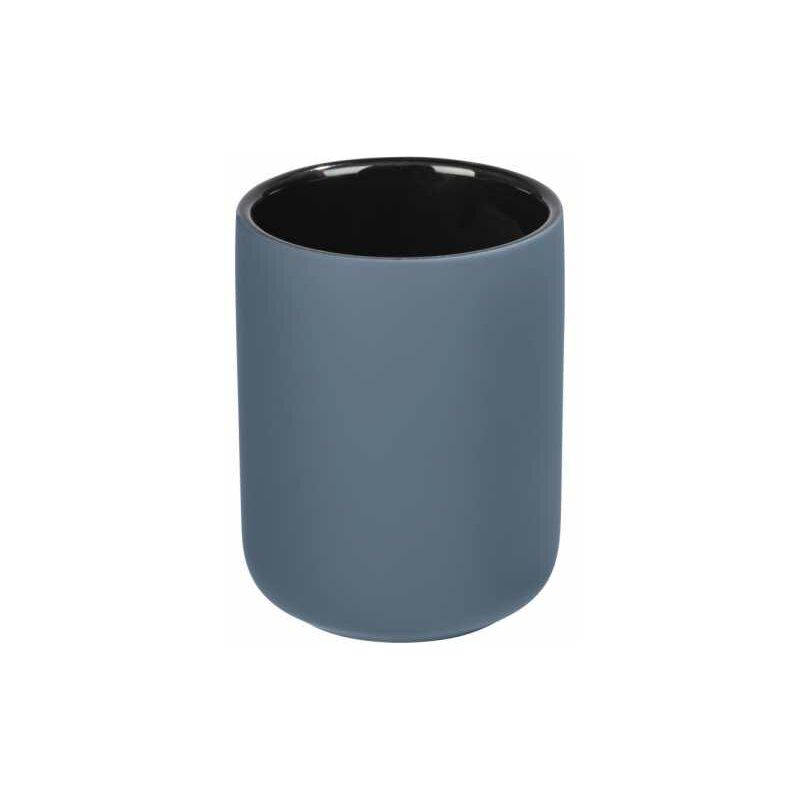 foto del prodotto porta spazzolino avellino, bicchiere per il bagno, ceramica di alta qualit con superficie soft touch antiscivolo, 7,5x9,5cm, blu wenko