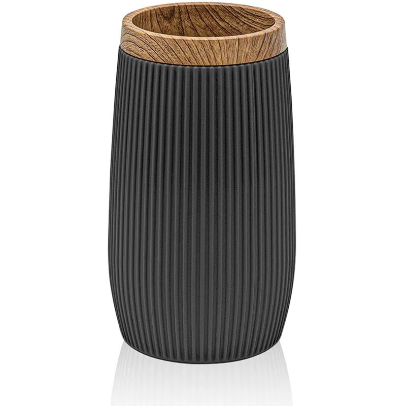 foto del prodotto porta spazzolino da denti nero dettagli effetto legno blob