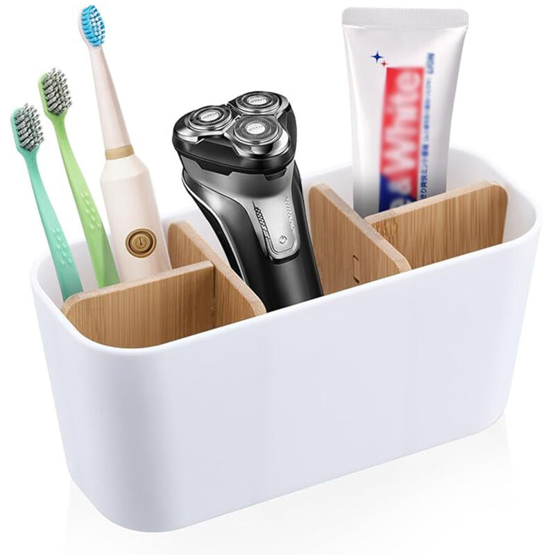 foto del prodotto porta spazzolino elettrico divisorio in bamb , porta spazzolino dei 5 scomparti per spazzolino da denti, porta spazzolini bagno multifunzionale
