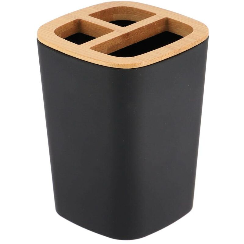 foto del prodotto porta spazzolino in gomma abs e bamb nero tendance