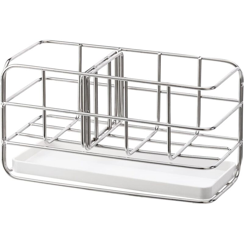 foto del prodotto porta spugna da cucina, organizer adesivo in acciaio inox per lavello, cestello per scolapiatti resistente e antiruggine, cestello per scolapiatti