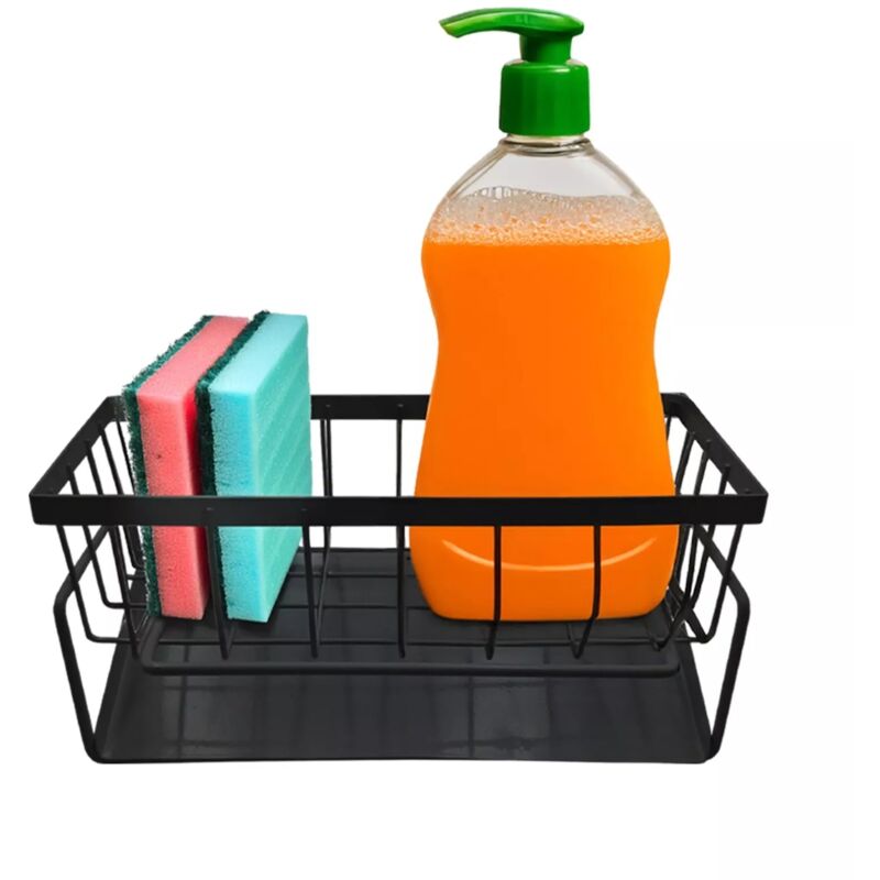 foto del prodotto porta spugna e sapone da cucina con scolo integrato, per lavello e lavandino, compatto, leggero, ideale per mantenere igiene e ordine, facile da
