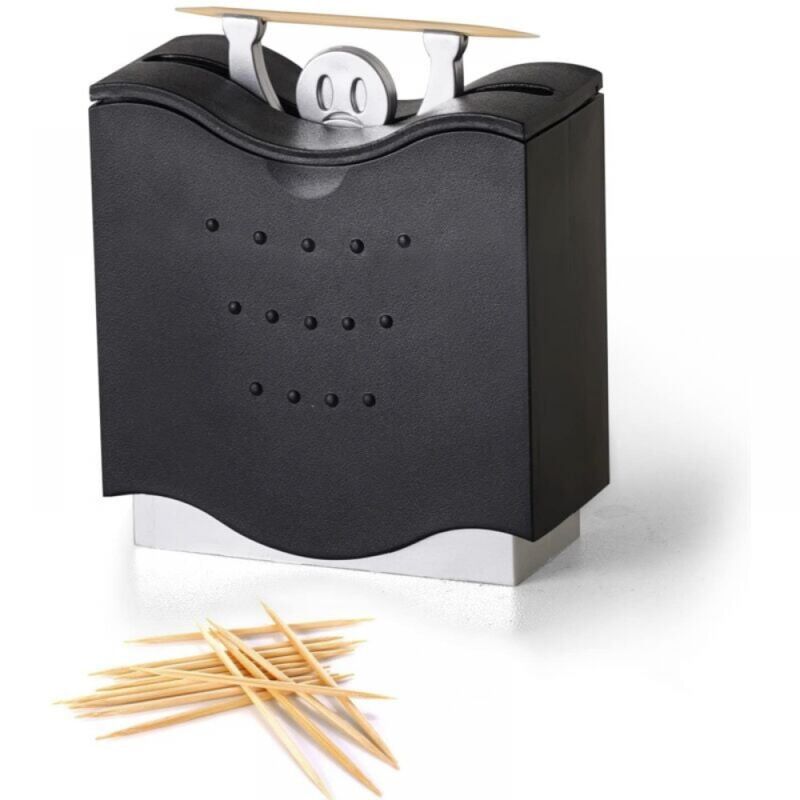 foto del prodotto porta stuzzicadenti divertente, simpatico distributore di stuzzicadenti in abs, divertenti porta stuzzicadenti decorativi in plastica nero 