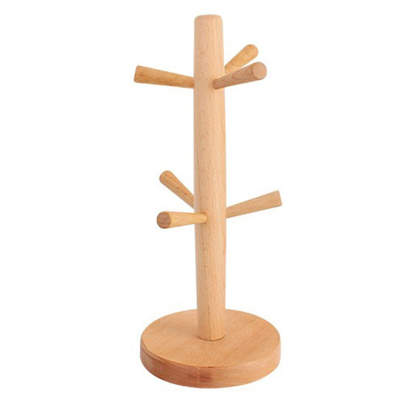 foto del prodotto porta tazze in legno con 6 ganci porta tazze da caff organizzatore per piano cucina e contenitore per piatti