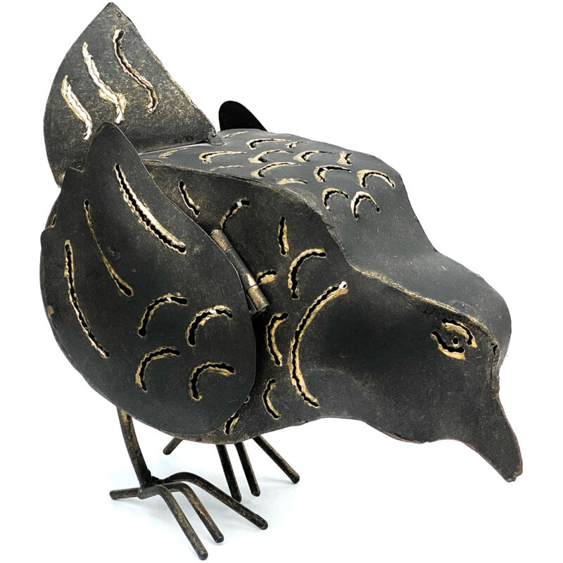 foto del prodotto porta tea light figura in metallo piccola lanterna pollo per 1 tea light uccello 19 cm portacandela 93403 vintage divertente dandibo