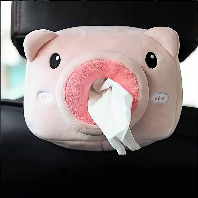 foto del prodotto porta tovaglioli a forma di maialino rosa e balena blu, cassetto per auto, cassetto creativo per auto, cartone animato, cassetto per fazzoletti,